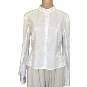 A.F.VANDEVORST Avant-garde White Cotton Wide Long Sleeve Shirt Blouse Size 42